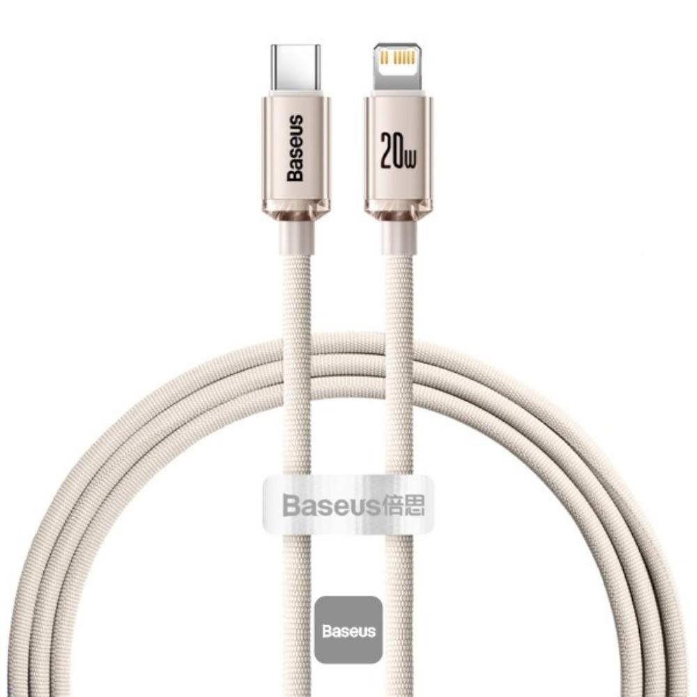 Baseus Kabel USB-C do iP Crystal Shine,  20W, 1.2m różowy (CAJY001304) (BASCAJY001304)