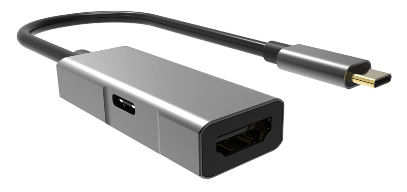 POWERTECH αντάπτορας USB-C σε HDMI PTH-055, 65W PD, 4K, γκρι
