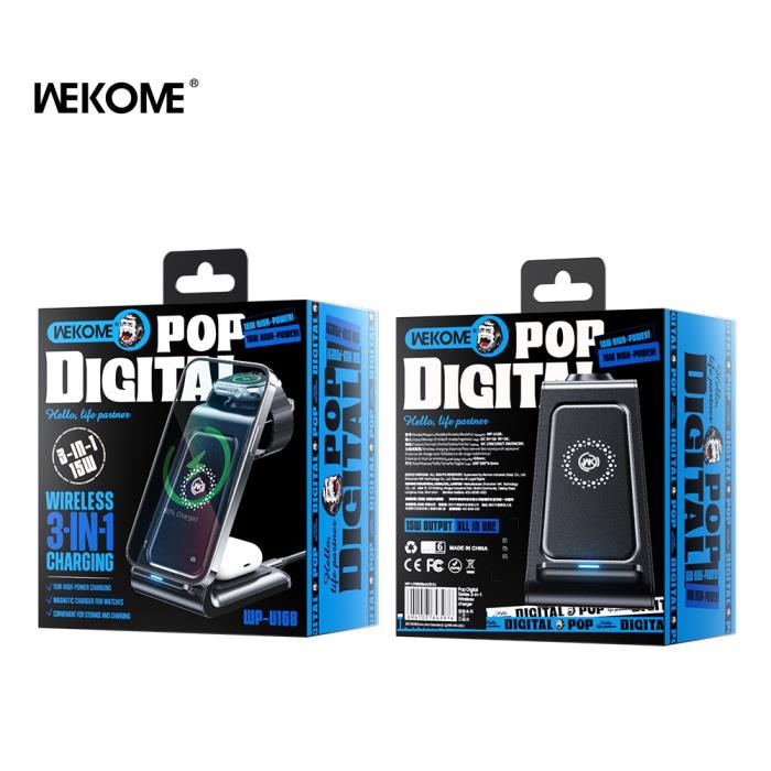 Ασύρματος Φορτιστής WK WP-U84 15W 3 σε 1 Μαύρο