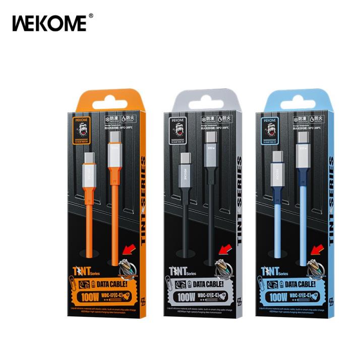 Καλώδιο Φόρτισης  WK WDC-17 USB-C σε USB-C 100W 1.2m Πορτοκαλί
