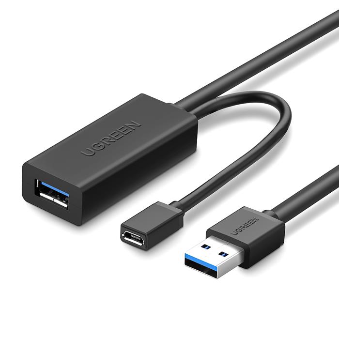 Καλώδιο USB 3.0 Repeater UGREEN US175 20827 10m, με Micro USB θύρα τροφοδοσίας Μαύρο