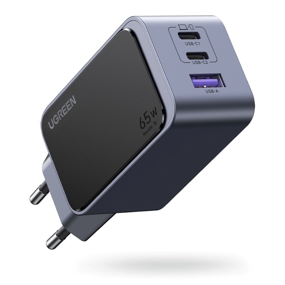 Φορτιστής Σπιτιού GaN PD 65W UGREEN  X553 35042 3 Θέσεων Γκρί
