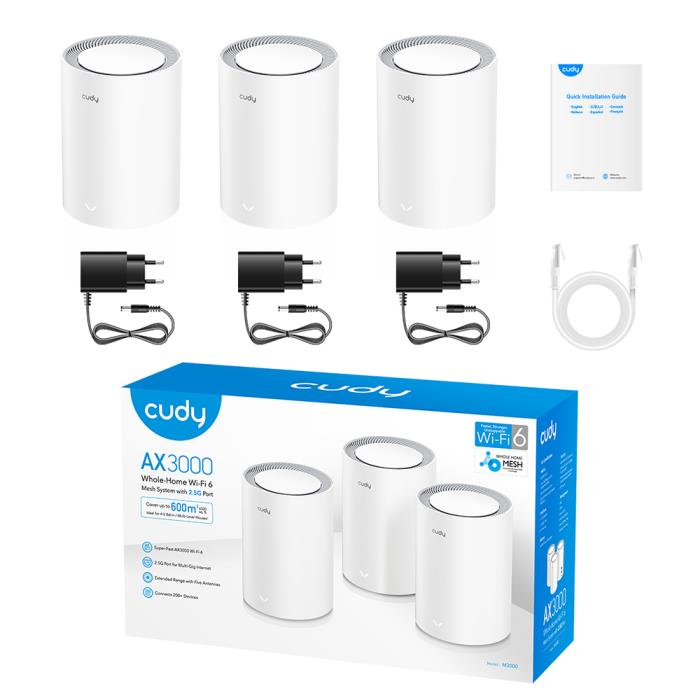 Mesh Cudy M3000 V2.0 Wi-Fi6 AX3000 White (3-Pack)