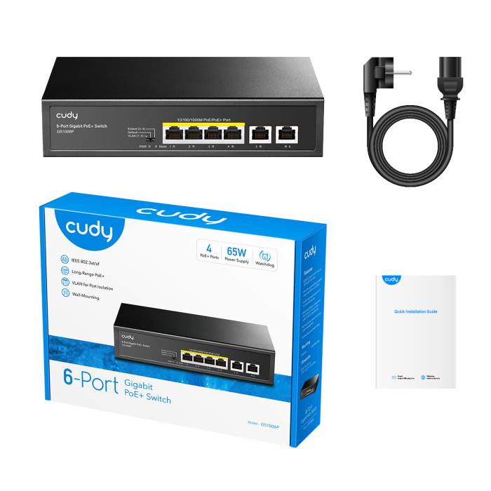 Switch 6 Θέσεων PoE Cudy GS1006P Gigabit
