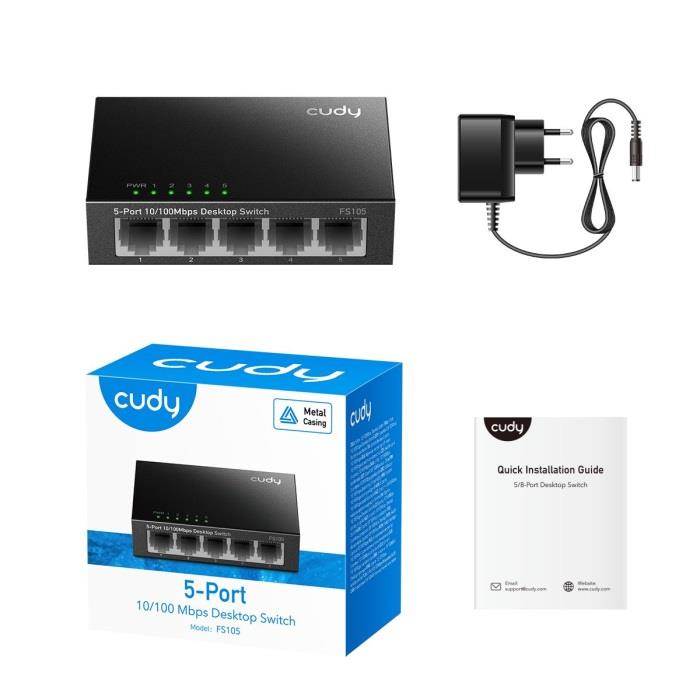 Switch 5 Θέσεων Cudy FS105 10/100 Mbps Μεταλλικό