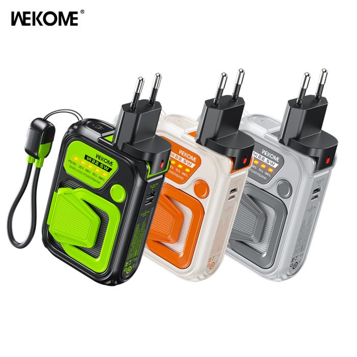 Power Bank 10000mAh PD 22,5W WK WP-89 3 Θέσεων, με Ασύρματη Φόρτιση Magnetic Γκρι