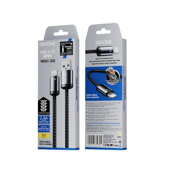 Καλώδιο Φόρτισης WK WDC-32 USB σε Lightning 1m Μαύρο