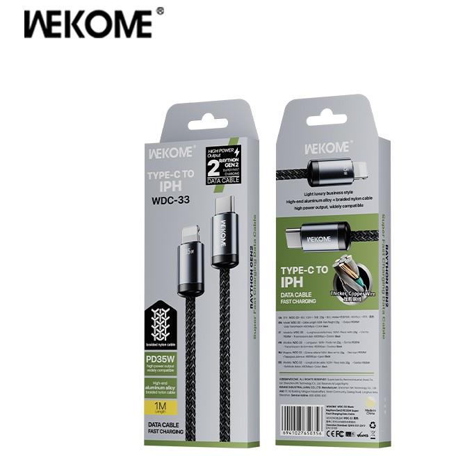 Καλώδιο Φόρτισης WK WDC-33 USB-C σε Lightning PD 35W 1m Μαύρο