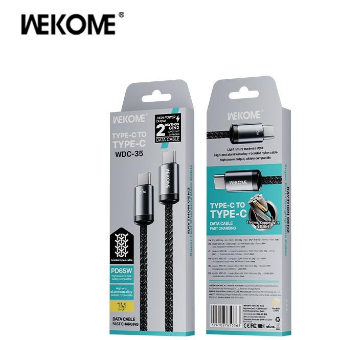 Καλώδιο Φόρτισης WK WDC-35 USB-C σε USB-C PD 65W 1m Μαύρο