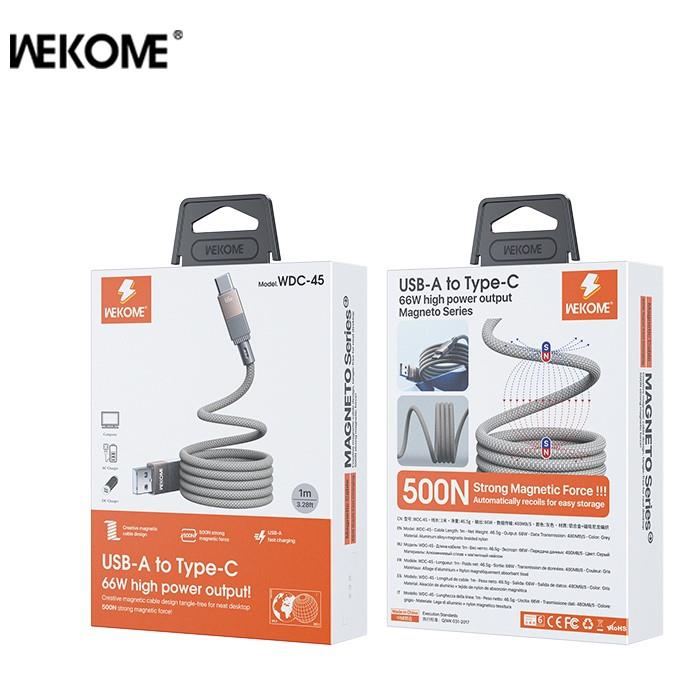 Καλώδιο Φόρτισης WK WDC-45 USB σε USB-C 66W 1m Γκρι