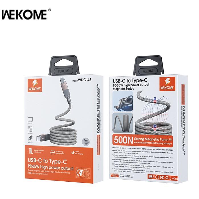 Καλώδιο Φόρτισης WK WDC-46 USB-C σε USB-C PD 65W 1m Γκρι