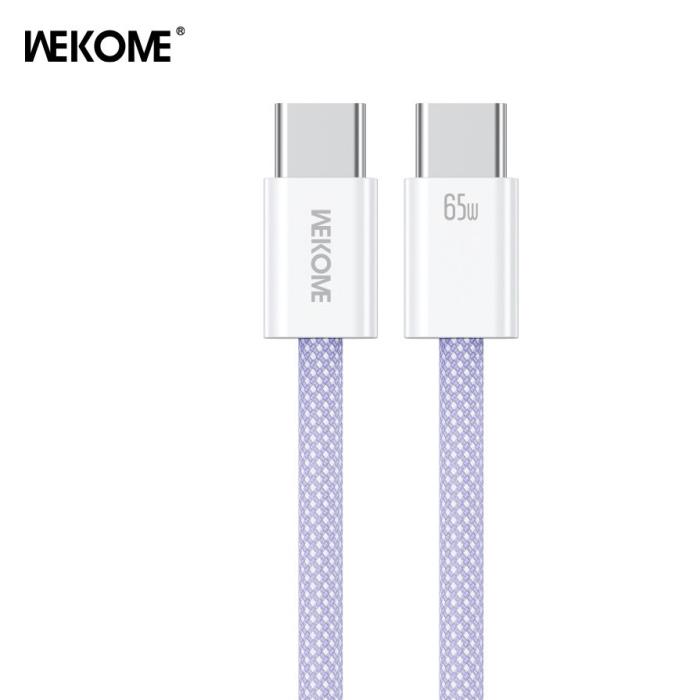 Καλώδιο Φόρτισης WK WDC-21 USB-C σε USB-C PD 65W 1m Μώβ