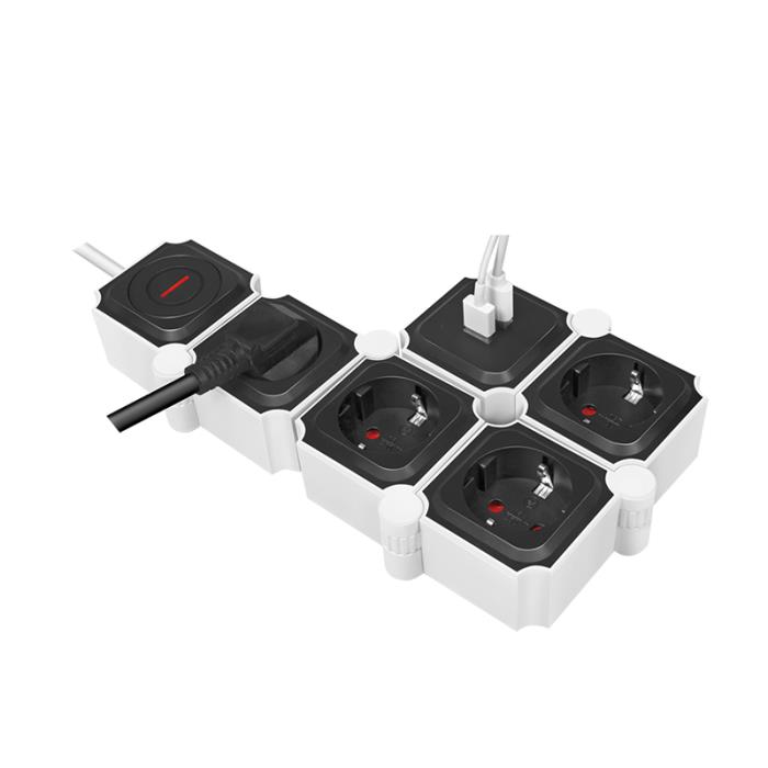 Πολύπριζο 4 Θέσεων LogiLink LPS276U, με 2 Θύρες USB 1.5m Λευκό
