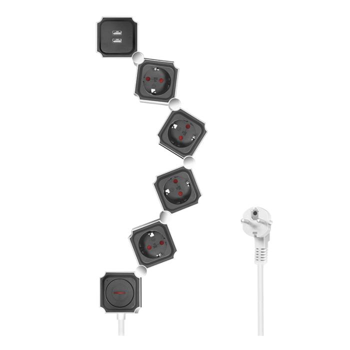 Πολύπριζο 4 Θέσεων LogiLink LPS276U, με 2 Θύρες USB 1.5m Λευκό