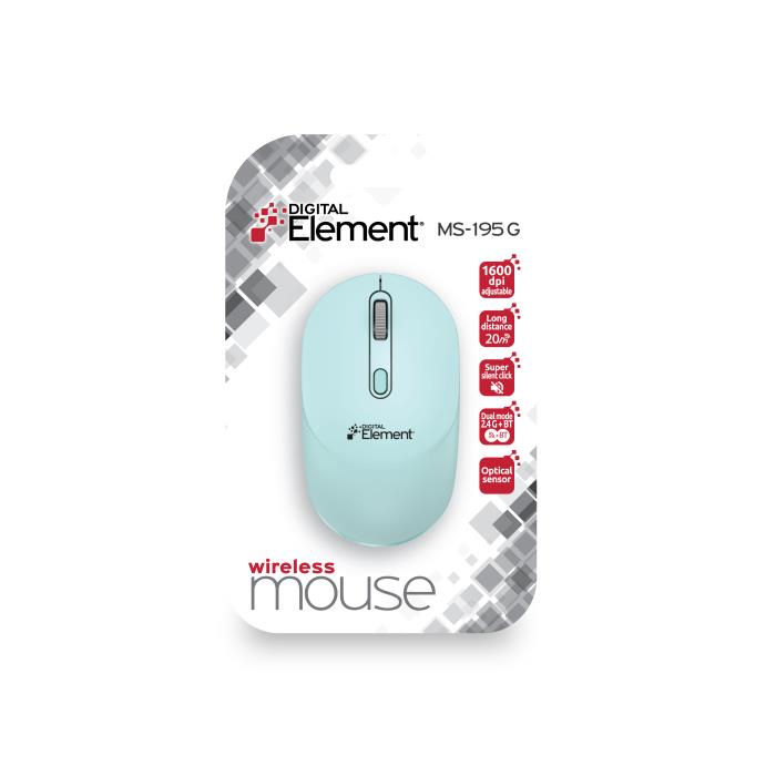 Ασύρματο Ποντίκι 2.4 GHz/BT Element MS-195G Ανοιχτό Μπλέ