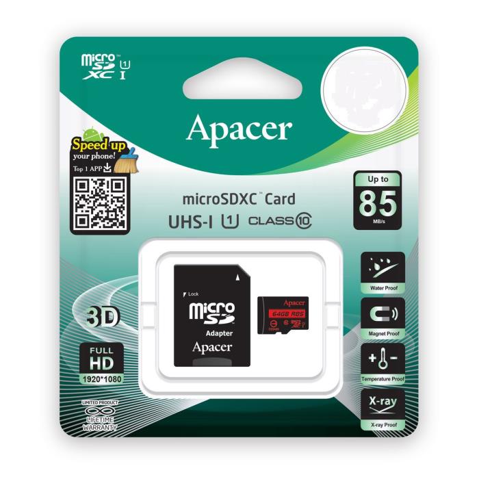 Κάρτα Μνήμης Micro SDHC Apacer R85 32GB UHS-I U1 Class 10