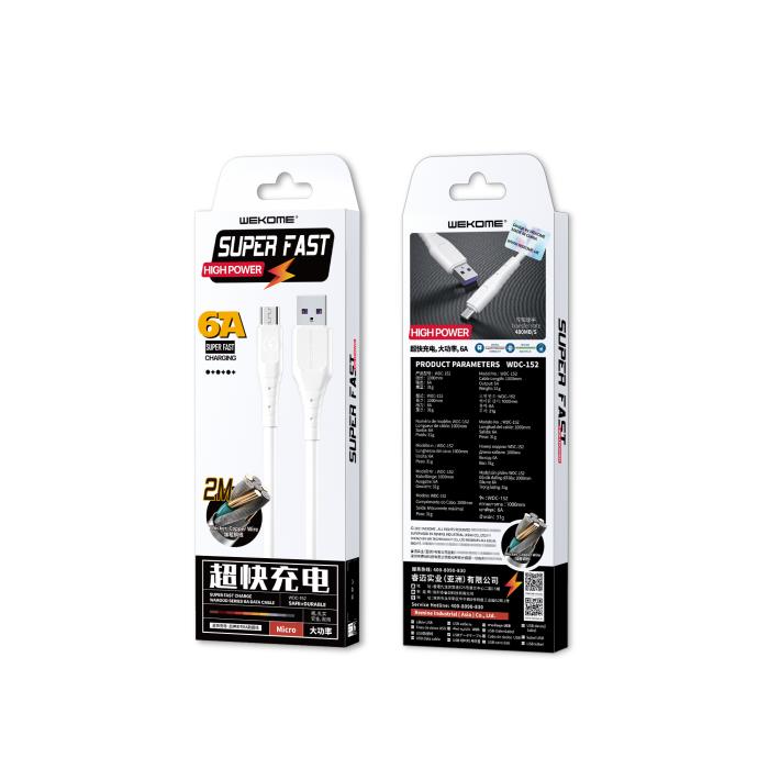 Καλώδιο Φόρτισης WK WDC-152 USB σε Micro USB 2m Λευκό
