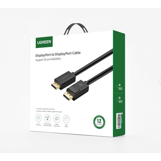 Καλώδιο DP 1.2 M/M 4K/30Hz UGREEN DP102 10213 5m Μαύρο