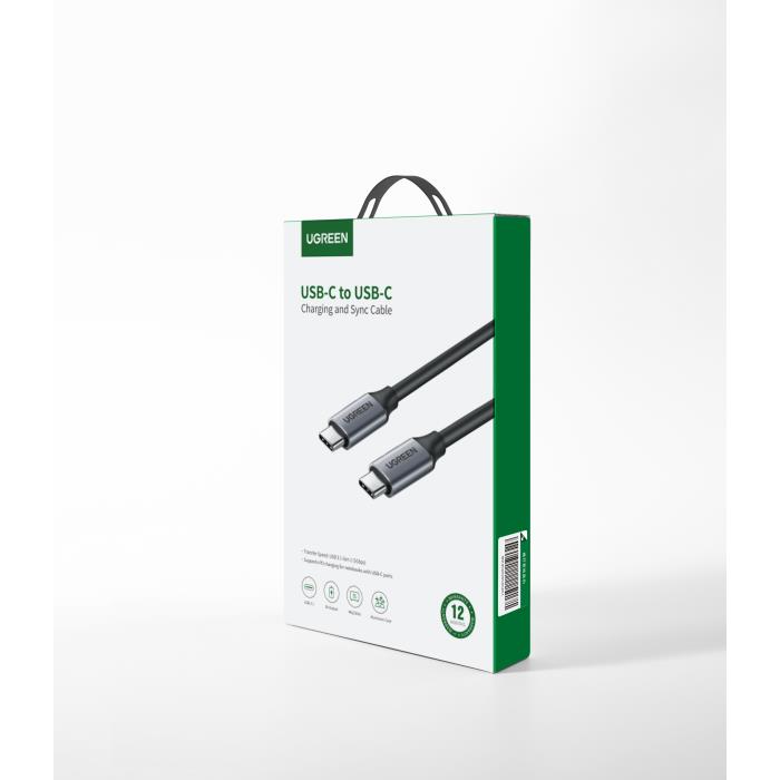 Καλώδιο Φόρτισης UGREEN US161 50751 USB-C σε USB-C PD 60W 1.5m Γκρί
