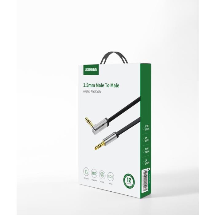 Καλώδιο Ήχου 3.5mm M/M UGREEN AV119 10598 1.5m Angled Flat Μαύρο