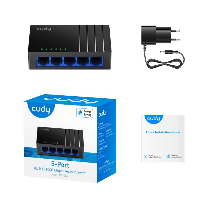 Switch 5 Θέσεων Cudy GS105D V4.0 Gigabit