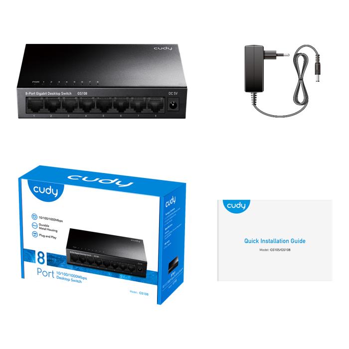 Switch 8 Θέσεων Cudy GS108 Gigabit Μεταλλικό