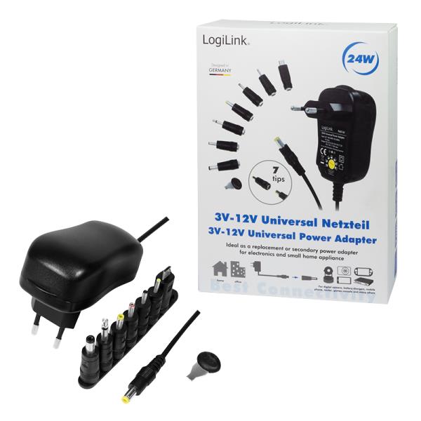 Universal Τροφοδοτικό LogiLink PA0161 3-12V 24W(7 βύσματα)
