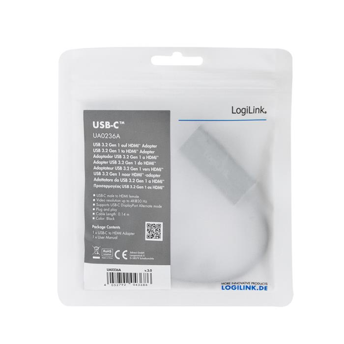 Μετατροπέας USB-C σε HDMI Logilink UA0236A