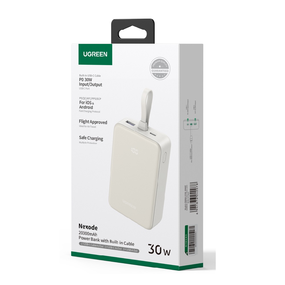 Power Bank 20000mAh PD 20W UGREEN PB505 35340, 2 Θέσεων Λευκό