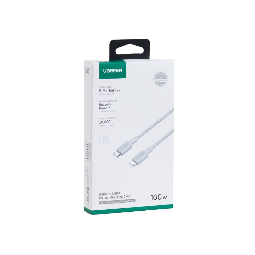 Καλώδιο Φόρτισης UGREEN L502 65255 USB-C σε USB-C PD 100W 1m Λευκό