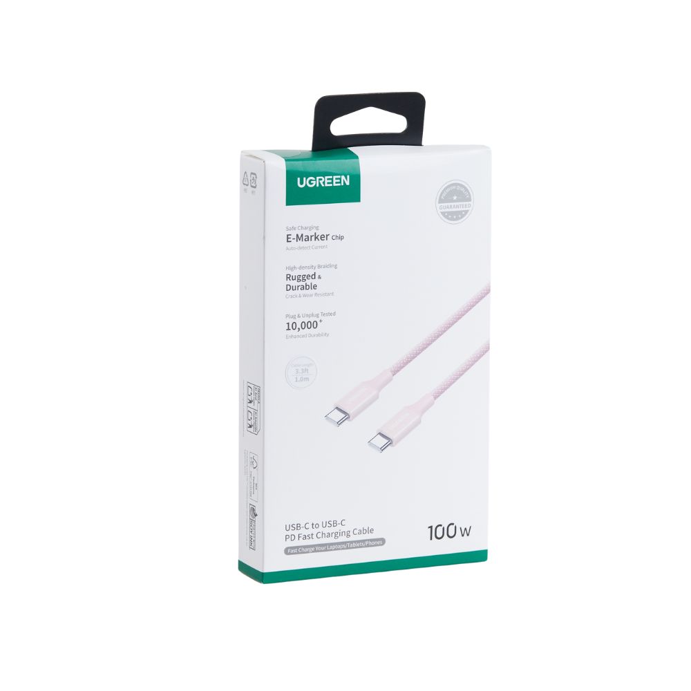 Καλώδιο Φόρτισης UGREEN L502 65252 USB-C σε USB-C PD 100W 2m Ροζ