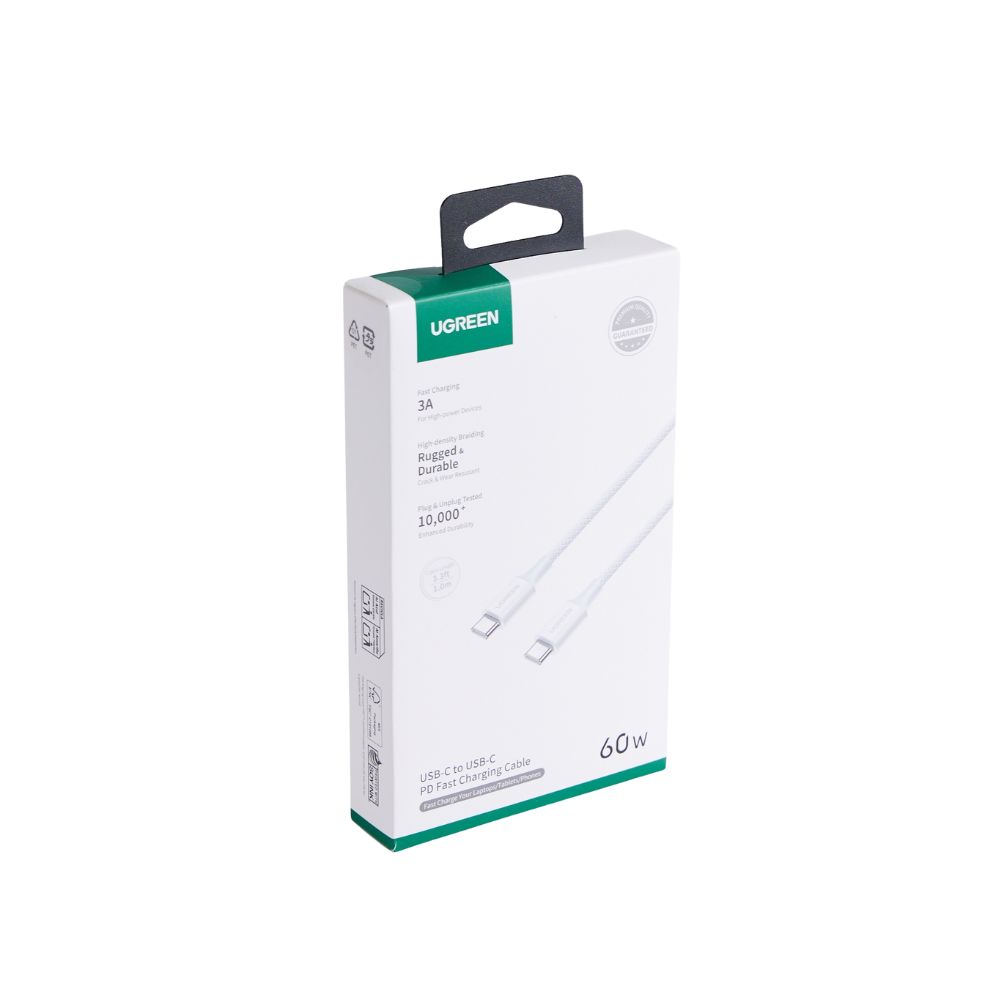 Καλώδιο Φόρτισης UGREEN L501 35465 USB-C σε USB-C PD 60W 1m Λευκό
