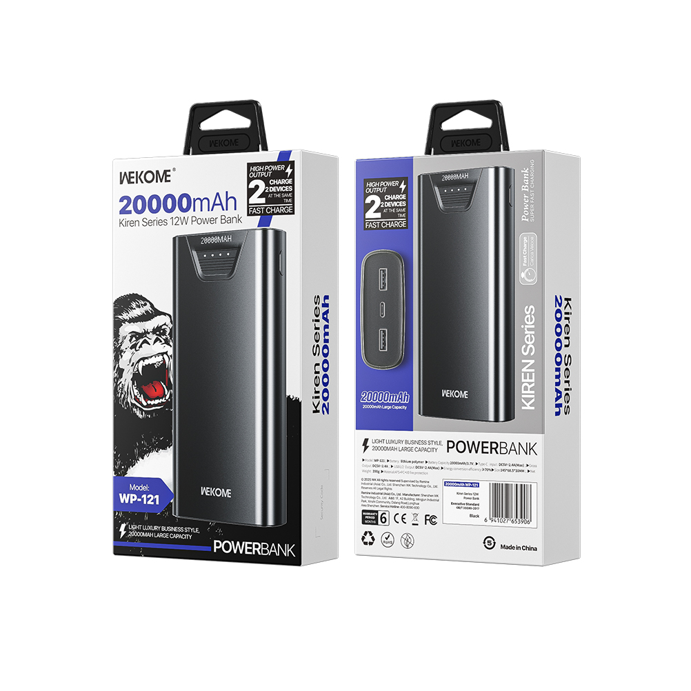Power Bank 20000mAh 12W WK WP-121 2 Θέσεων Λευκό