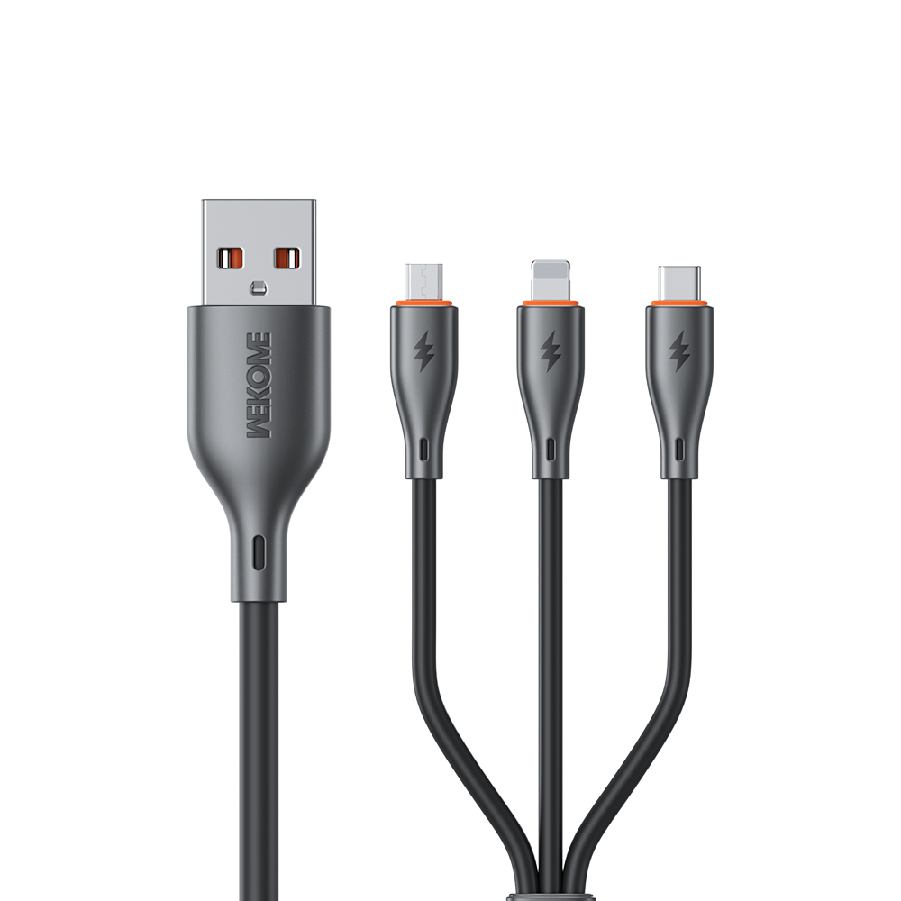 Καλώδιο Φόρτισης WK WDC-79 3 σε 1 PD 66W 1.2m Μαύρο
