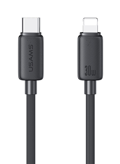 USAMS καλώδιο Lightning σε USB-C US-SJ692, 30W, 480Mbps, 1m, μαύρο