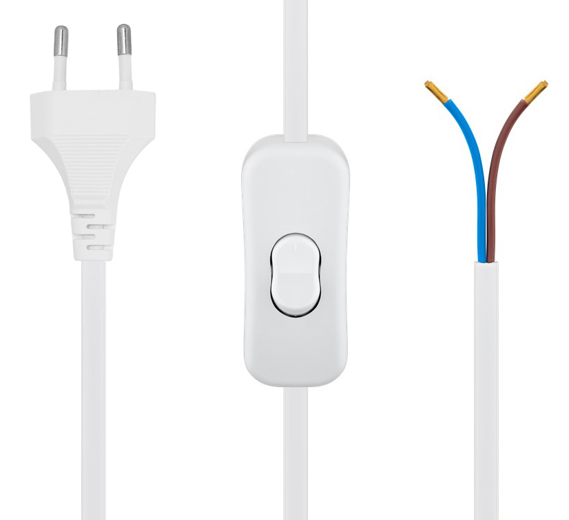 POWERTECH καλώδιο τροφοδοσίας CAB-P041 με διακόπτη, 2x 0.75mm², 1.5m, λευκό