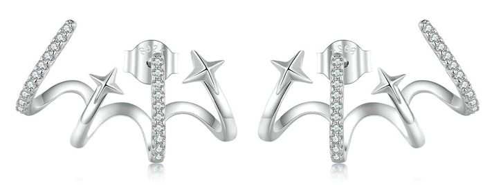 BAMOER σκουλαρίκια καρφωτά YIE223 με κυβική ζιρκόνια, ασήμι 925, ασημί