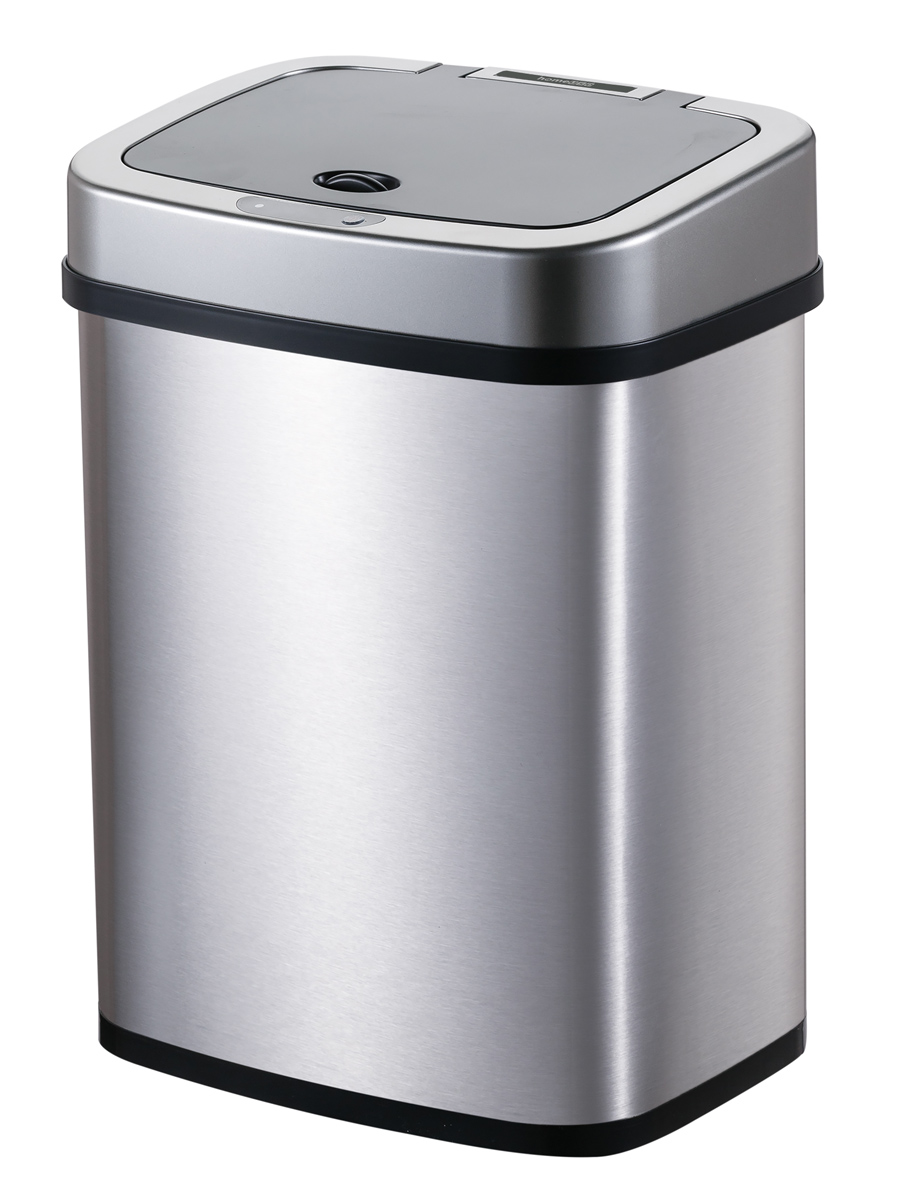 HOME USE κάδος απορριμμάτων HUH-0256 με φωτοκύτταρο, ανοξείδωτο ατσάλι, 15lt, ασημί