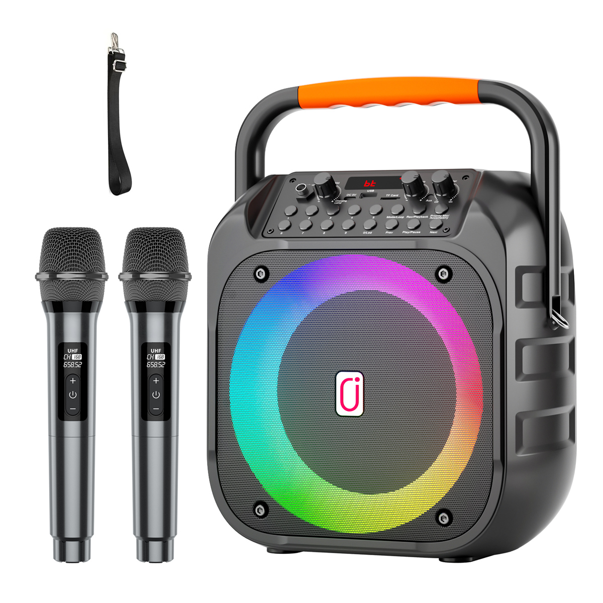 JYX φορητό ηχείο T26-T με 2x μικρόφωνα, 20W, 4000mah, LED, μαύρο