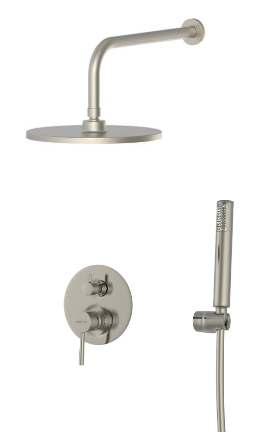 BRUNO σετ κεφαλή ντους με τηλέφωνο BRN-0265, αναμεικτική, εντοιχισμού, ασημί