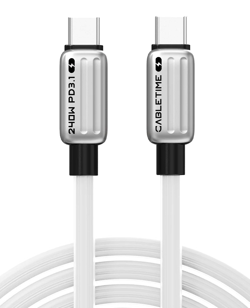 CABLETIME καλώδιο USB-C CT-CM240-ZSW1, 240W, 480Mbps, 1m, λευκό
