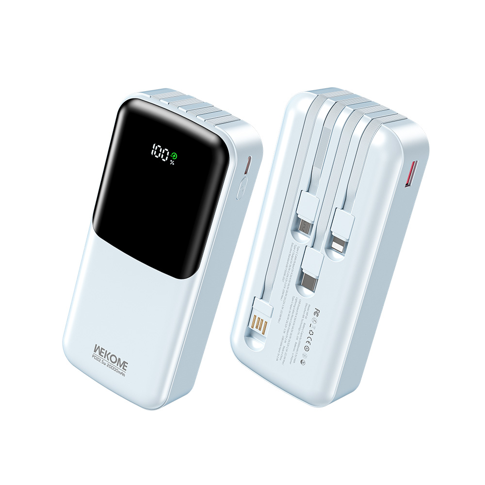 Power Bank 20000mAh PD 22,5W WK WP-66 2 Θέσεων, με καλώδιο USB-C/Lightning/Micro/USB Μπλέ