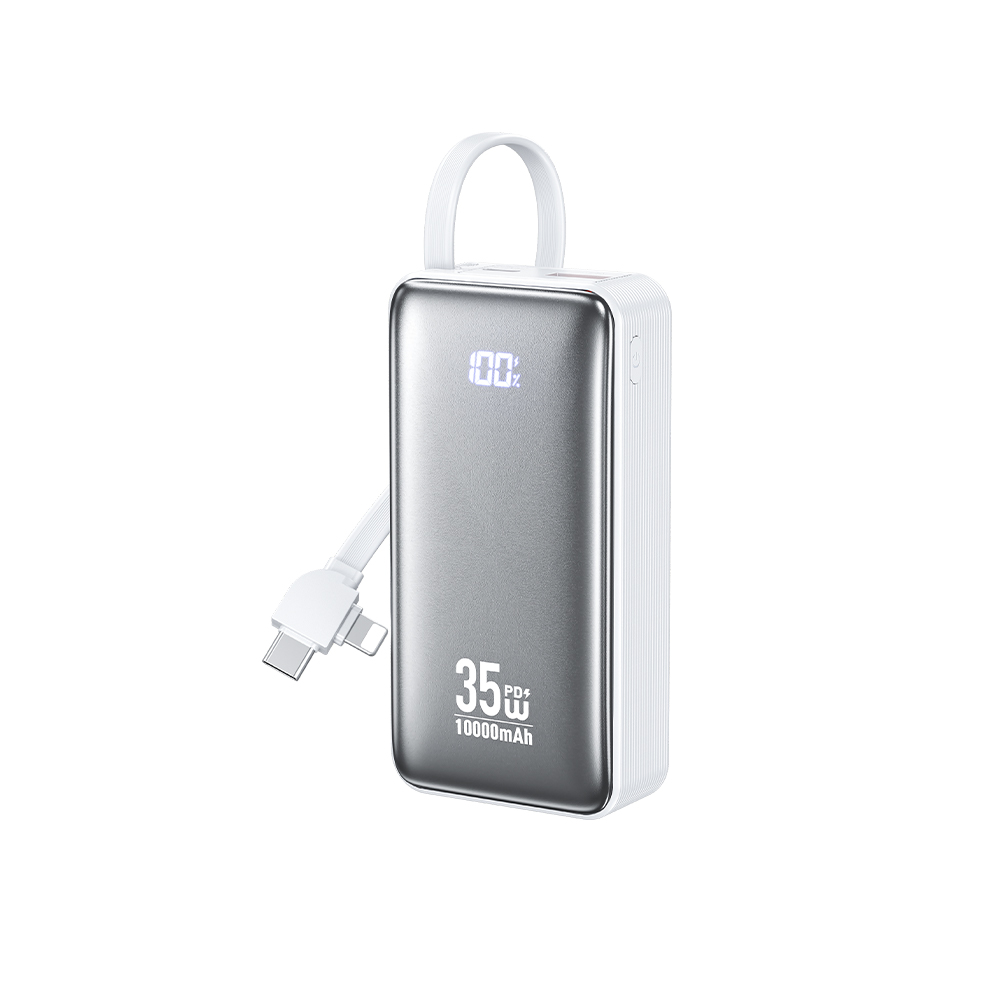 Power Bank 10000mAh PD 35W WK WP-61 2 Θέσεων, με καλώδιο USB-C/Lightning Λευκό