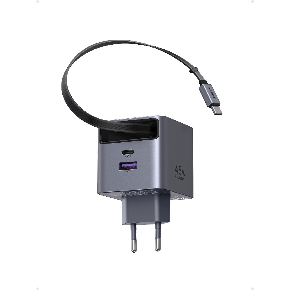 Φορτιστής Σπιτιού GaN PD 45W UGREEN X614 65822 2 Θέσεων, με καλώδιο USB-C 45W Γκρι