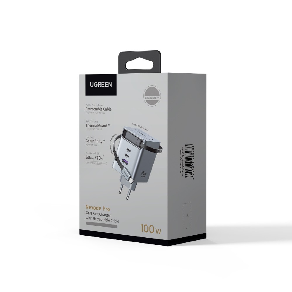 Φορτιστής Σπιτιού GaN PD 100W UGREEN X616 65828 3 Θέσεων, με καλώδιο USB-C 100W Γκρι