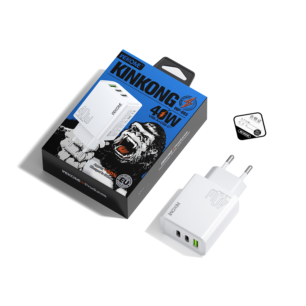 Φορτιστής Σπιτιού PD 40W WK WP-U63 3 Θέσεων Λευκό