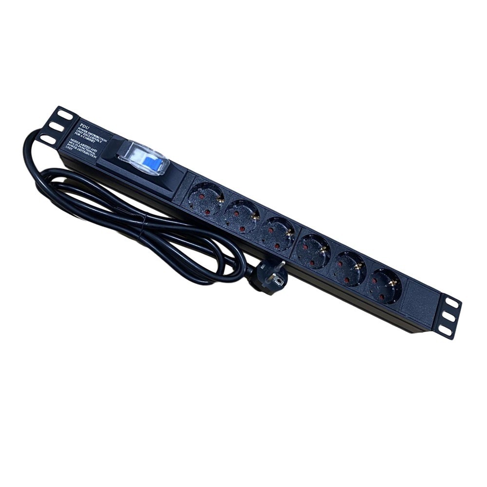 Πολύπριζο 6 Θέσεων 1U Power On PDU-CB-6 με Διακόπτη Κυκλώματος