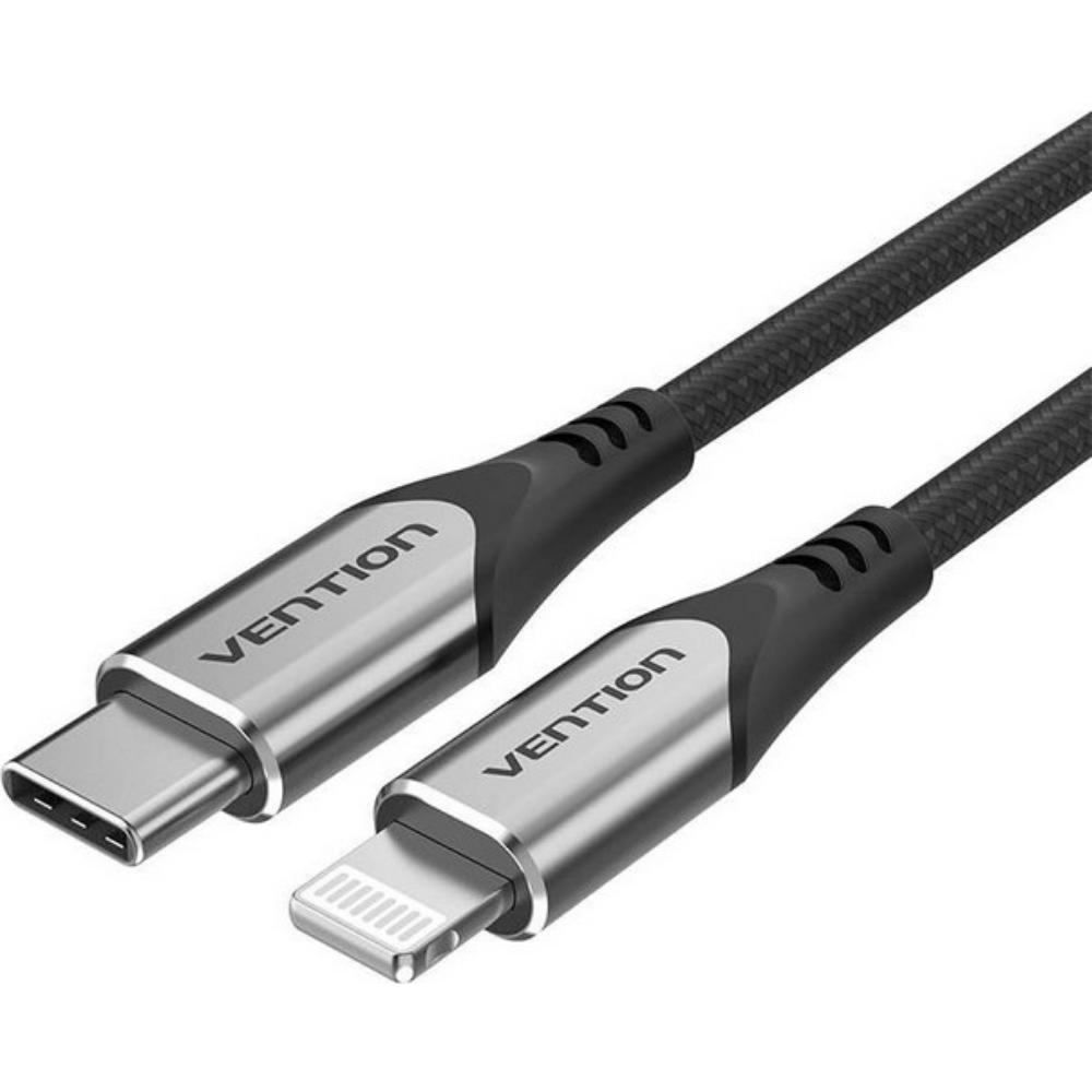 VENTION Nylon Braided Type-C to Lightning 3A Cable 1M Gray Aluminum Alloy Type MFi-Certified (TACHF) (VENTACHF)