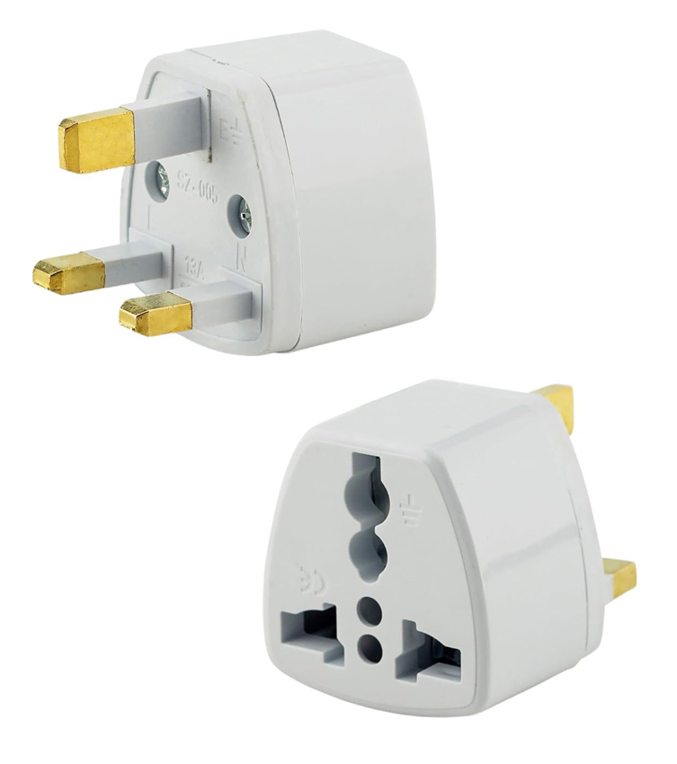 POWERTECH αντάπτορας ρεύματος PT-1545, UK/Universal, ατσάλι, λευκός