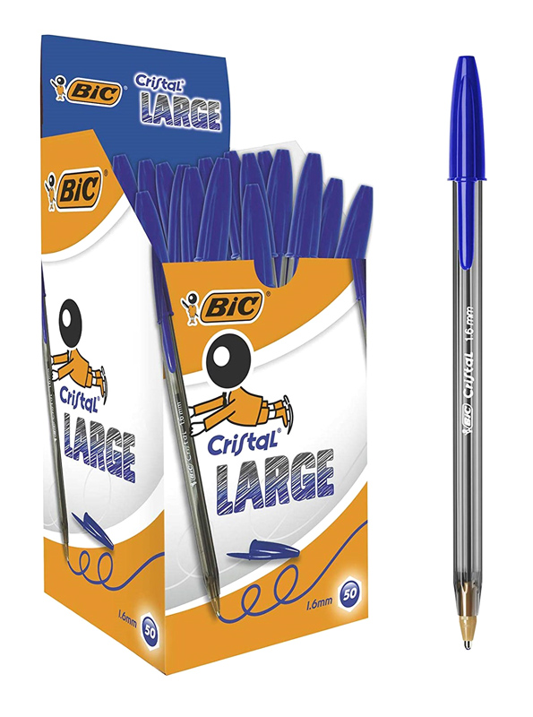 BIC στυλό διαρκείας Cristal Lagre με μύτη 1.6mm, μπλε, 50τμχ